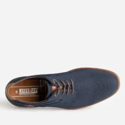 Derby confort bleu marine en textile rainuré