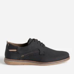 Derby confort noir en toile texturée