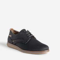 Derby confort noir en toile texturée