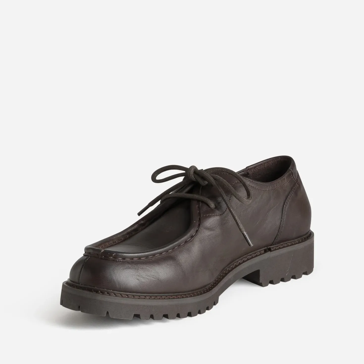 Derby détente en cuir marron
