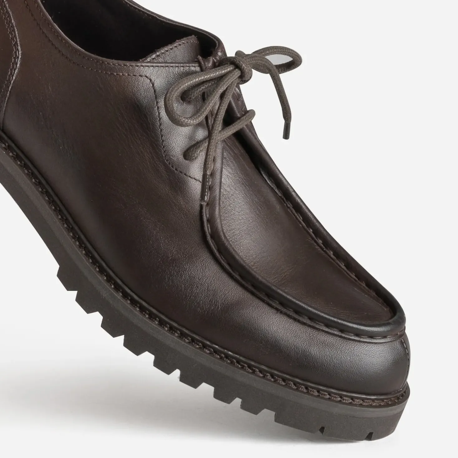 Derby détente en cuir marron