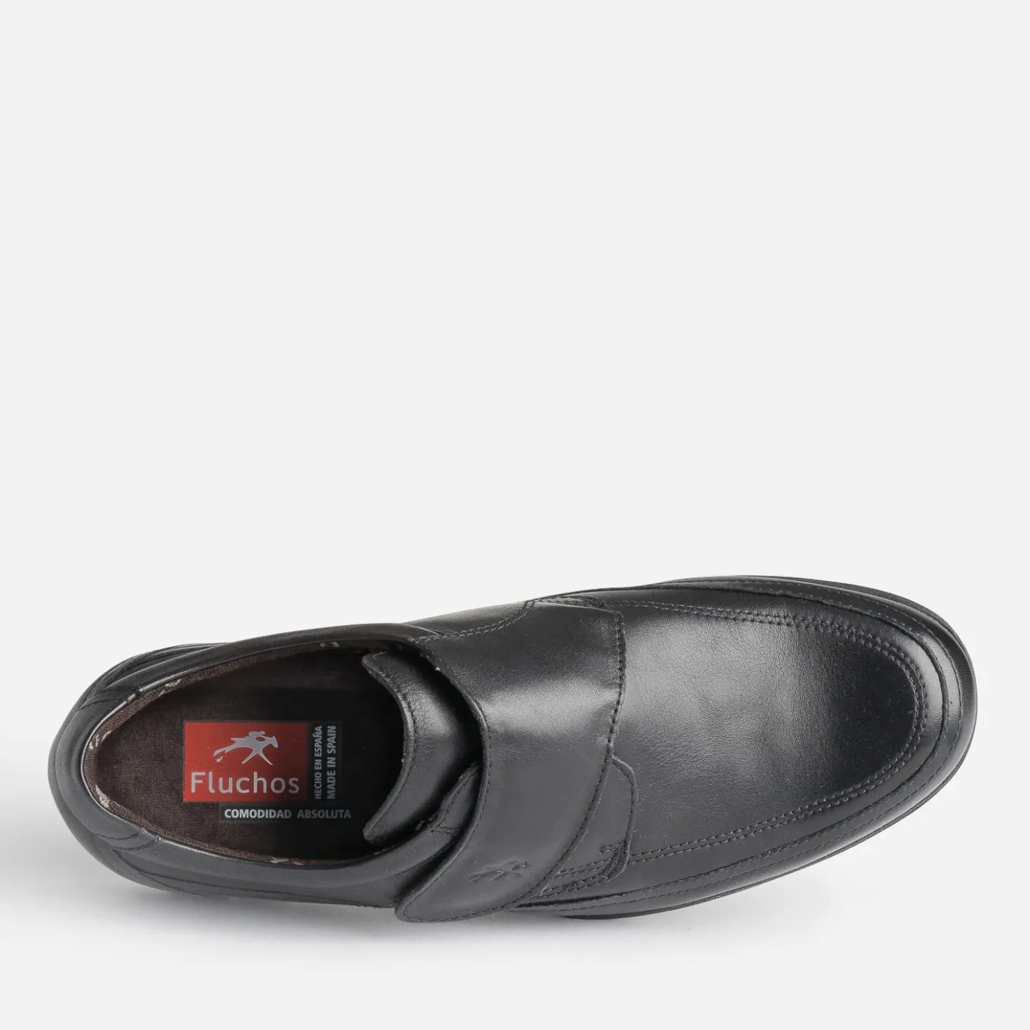 Derby FLUCHOS en cuir noir à scratch