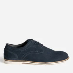 Derby marine cuir velours