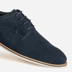 Derby marine cuir velours