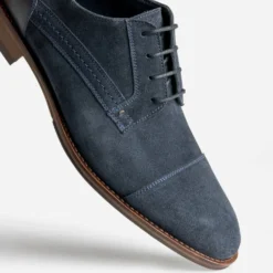 Derby marine cuir velours éco-conçu