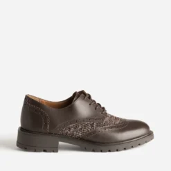 Derby marron cuir et effet tweed