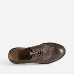 Derby marron cuir et effet tweed