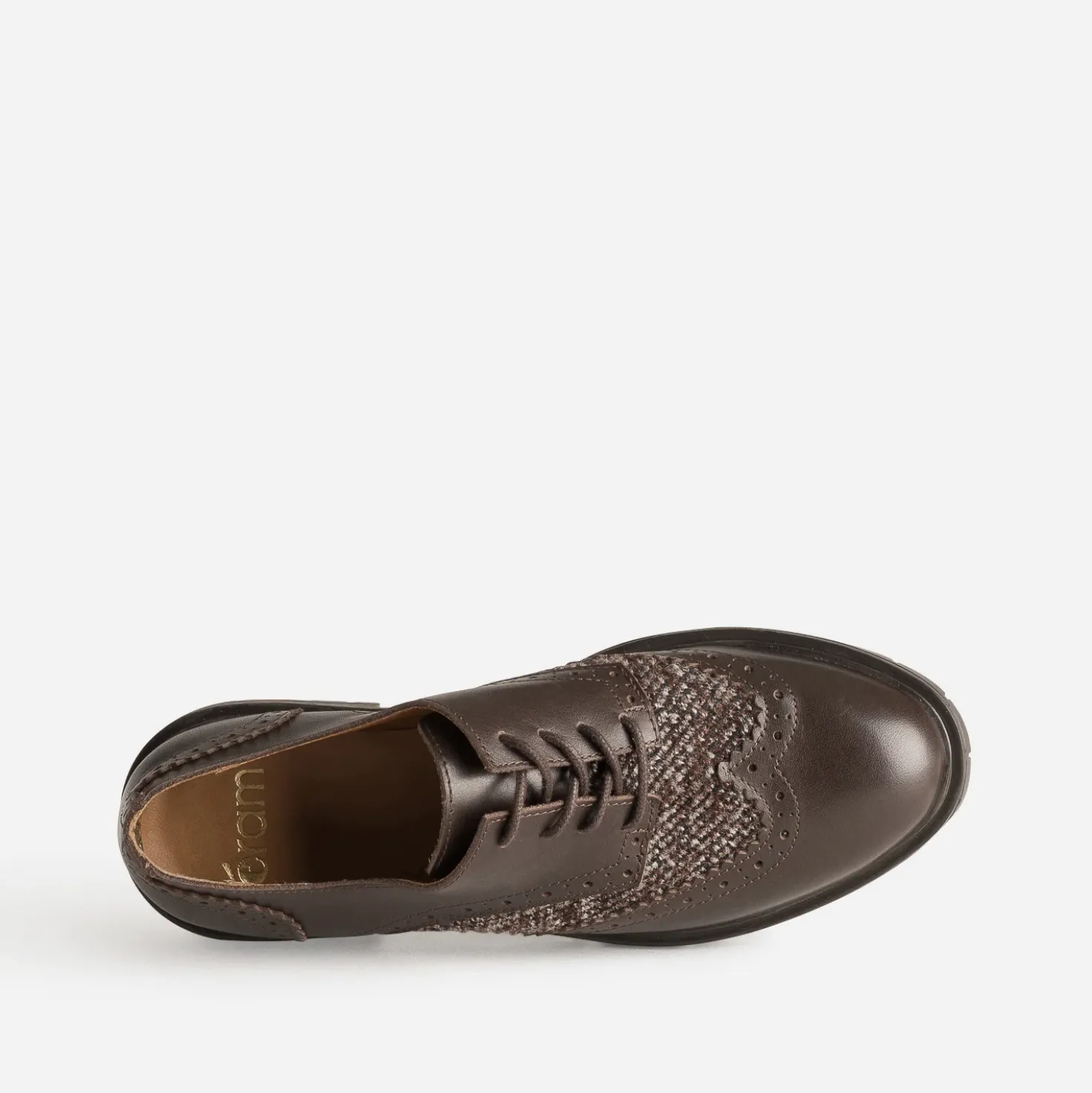 Derby marron cuir et effet tweed