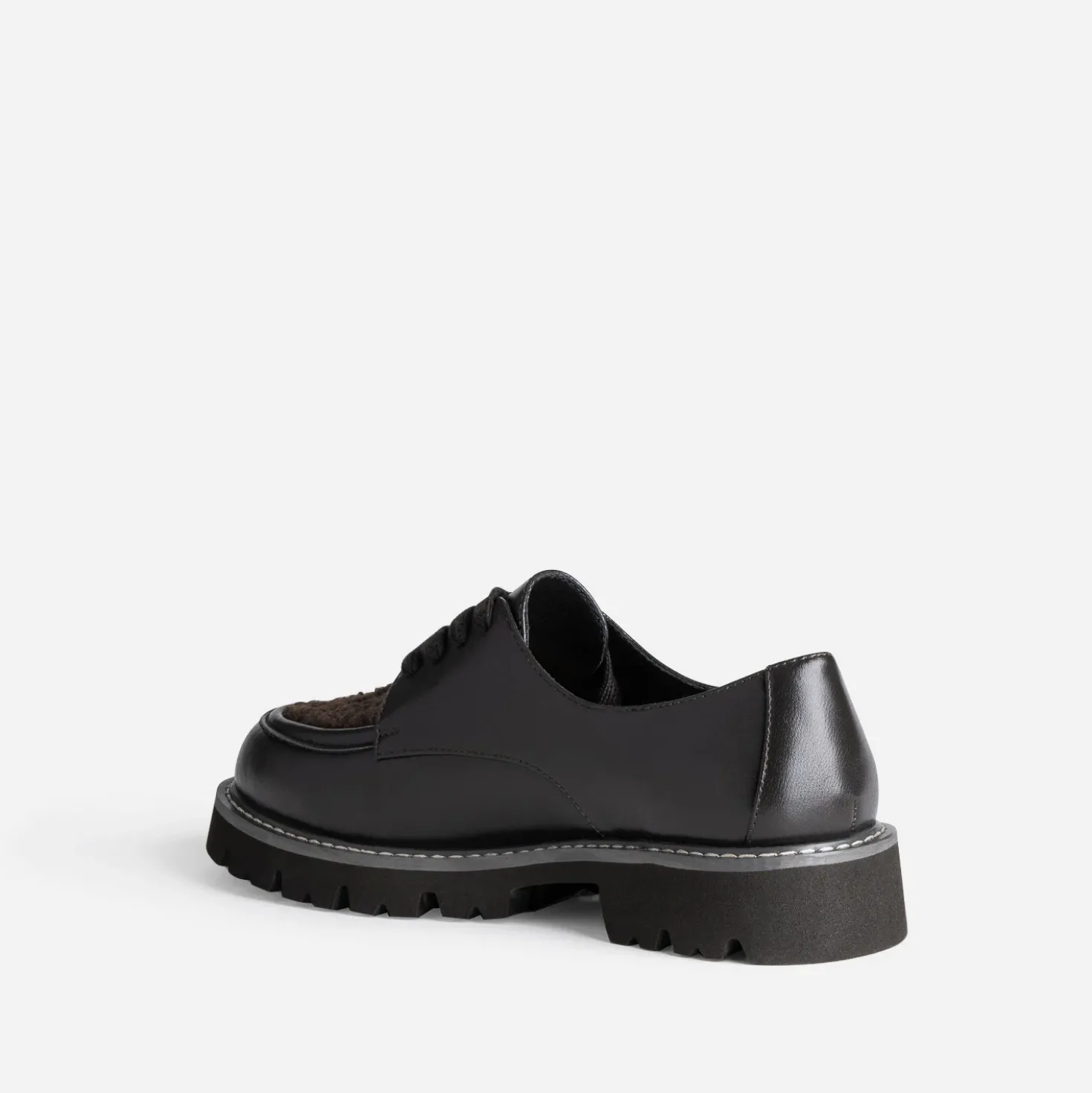 Derby marron cuir et sherpa