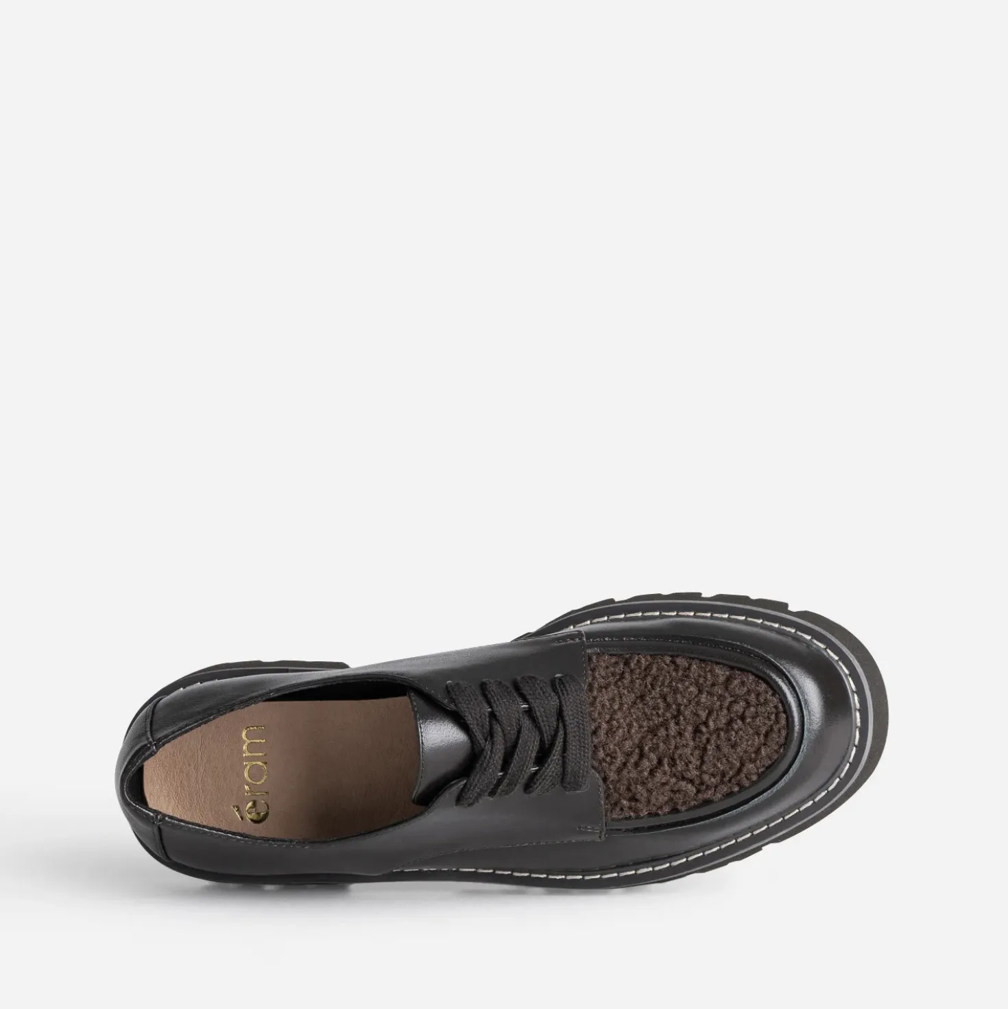 Derby marron cuir et sherpa