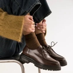 Derby marron cuir semelle crantée