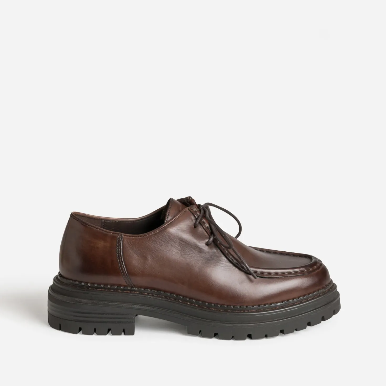 Derby marron cuir semelle crantée