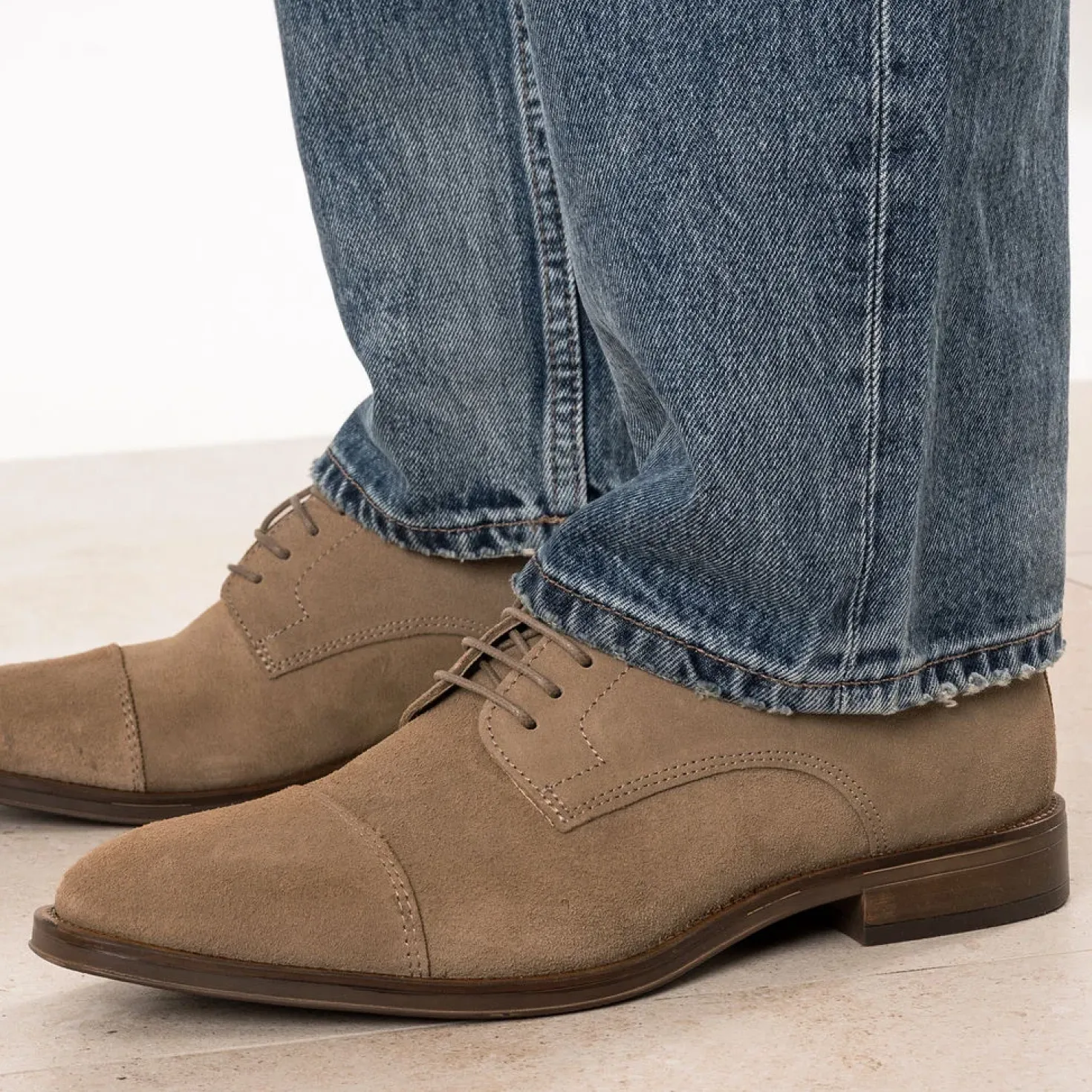 Derby marron cuir velours