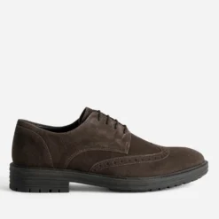 Derby marron cuir velours bout fleuri