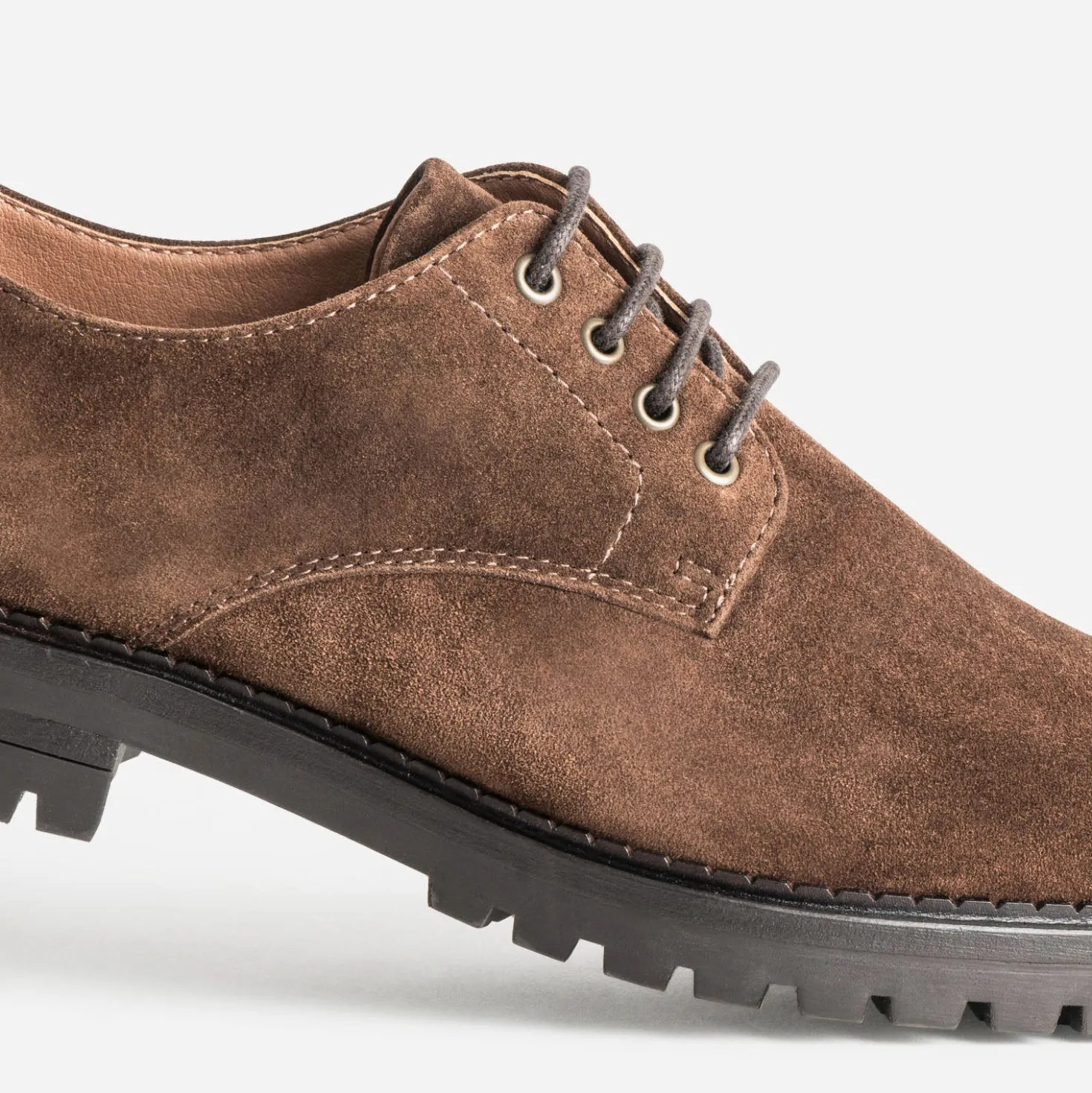 Derby marron cuir velours semelle crantée