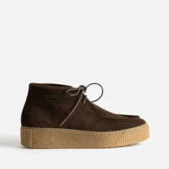Derby montant plateau marron cuir velours