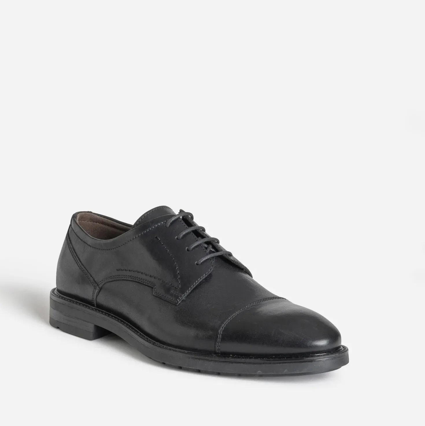 Derby noir cuir bout droit