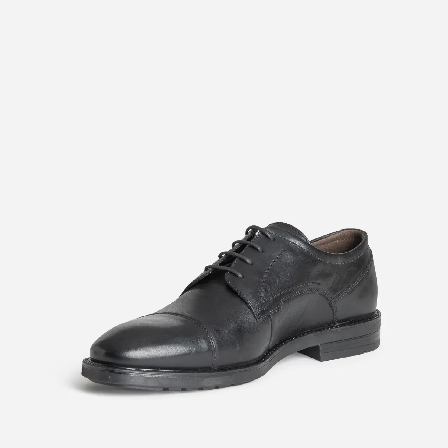 Derby noir cuir bout droit