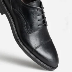 Derby noir cuir bout droit