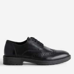 Derby noir cuir bout fleuri