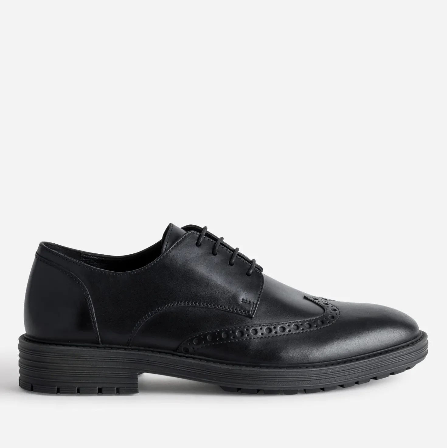 Derby noir cuir bout fleuri
