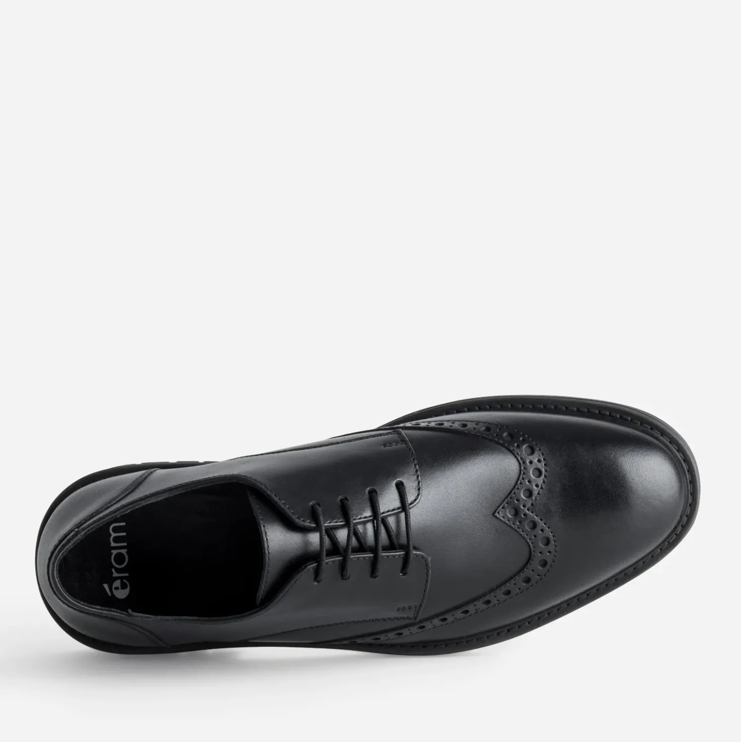 Derby noir cuir bout fleuri