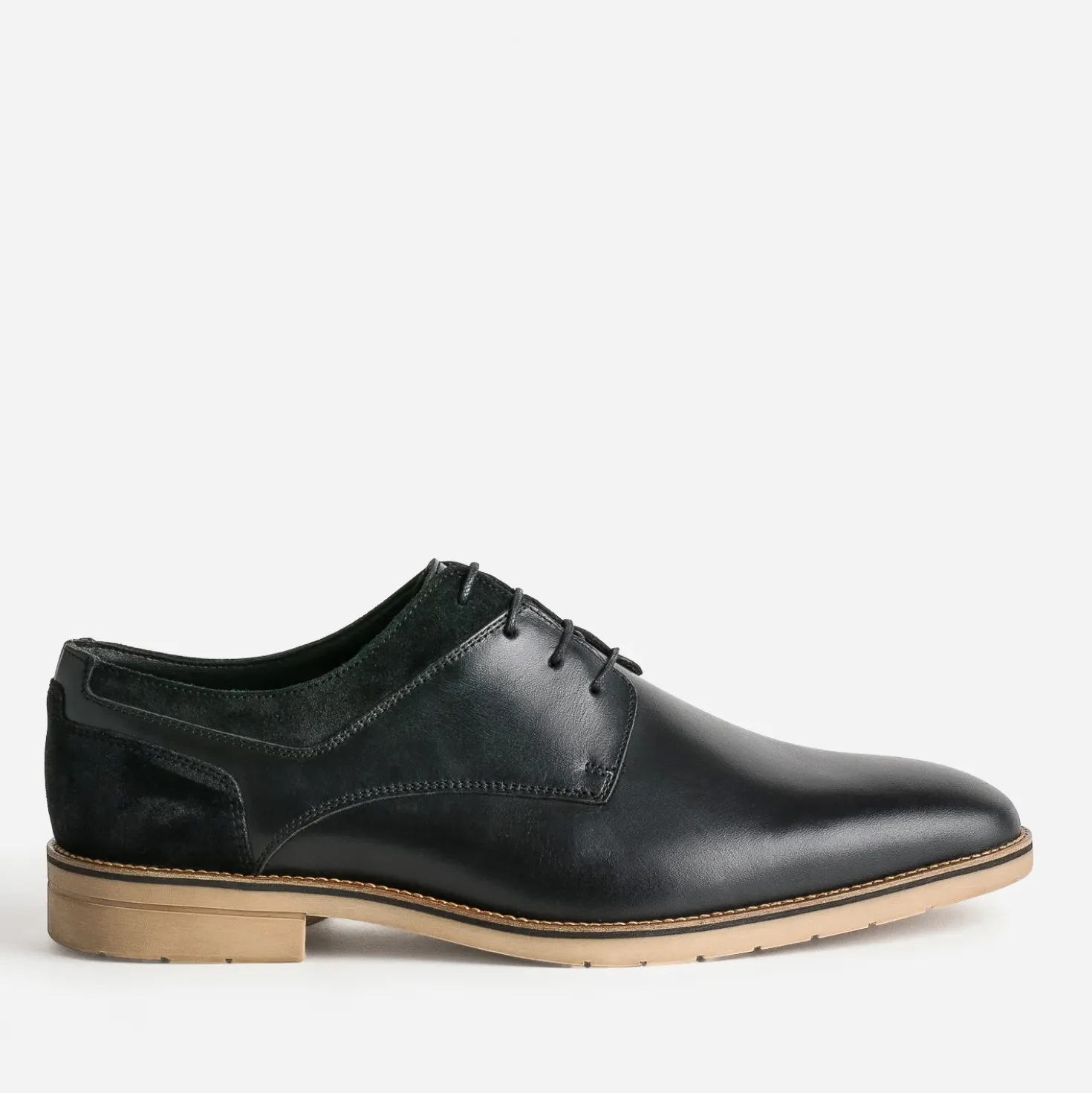 Derby noir cuir détails cuir velours