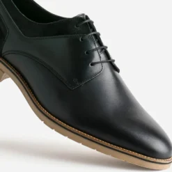 Derby noir cuir détails cuir velours