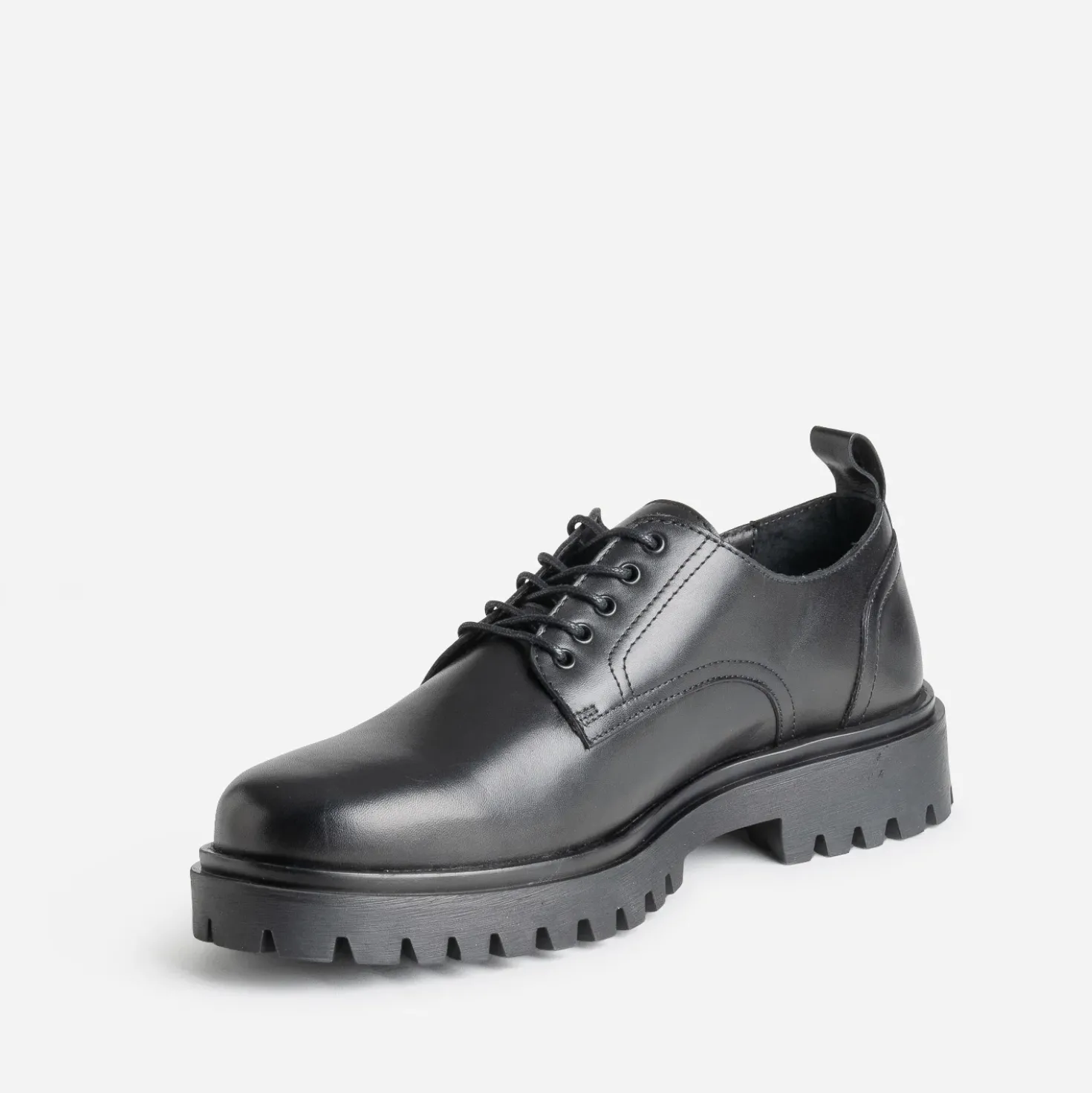 Derby noir cuir semelle crantée