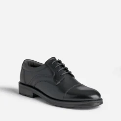 Derby noir en cuir à doublure carreaux