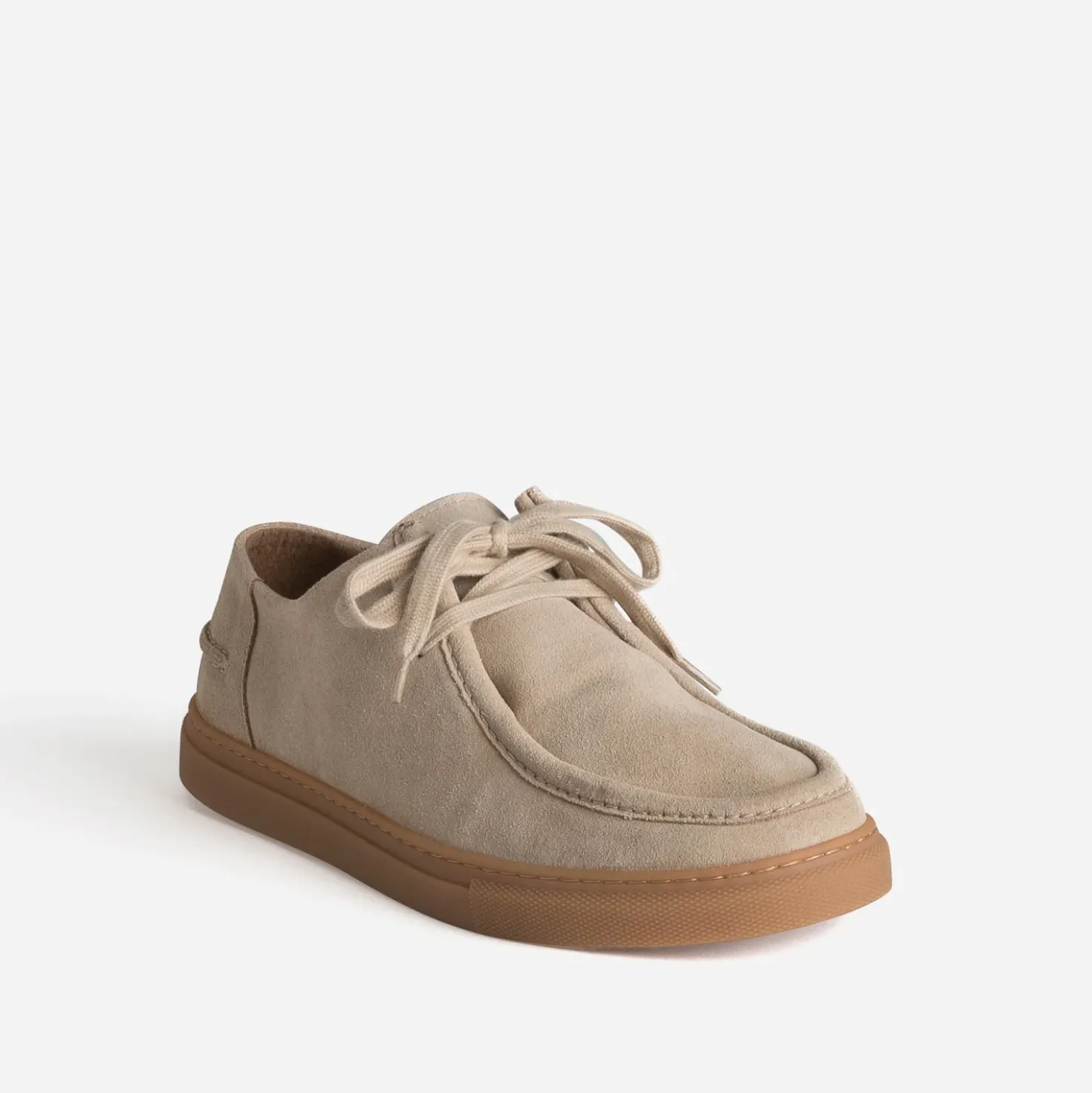 Derby plateau beige cuir velours
