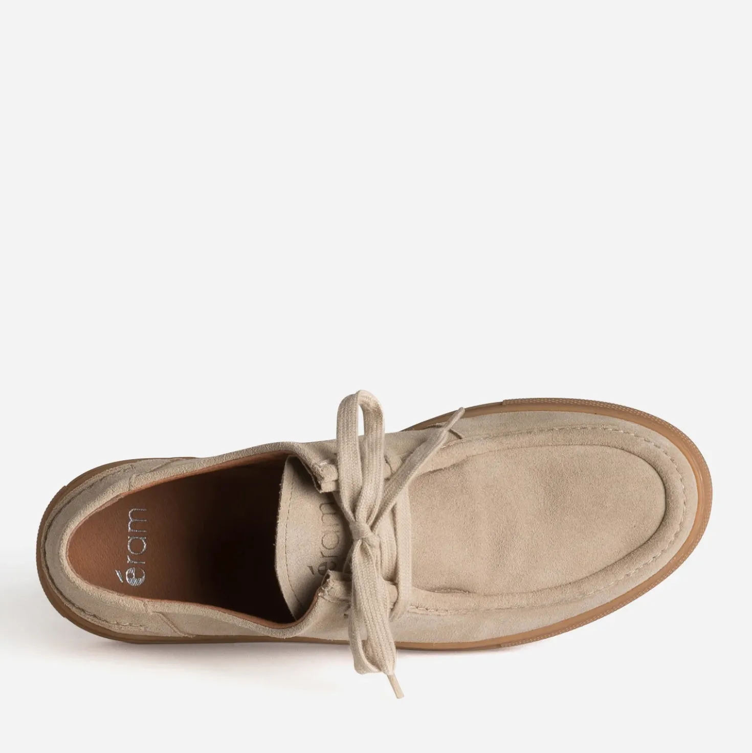 Derby plateau beige cuir velours