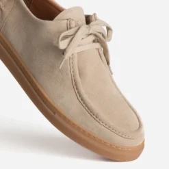 Derby plateau beige cuir velours