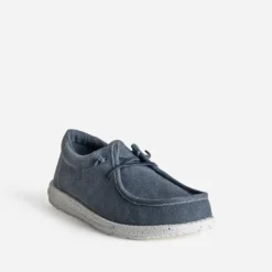 Derby plateau bleu textile