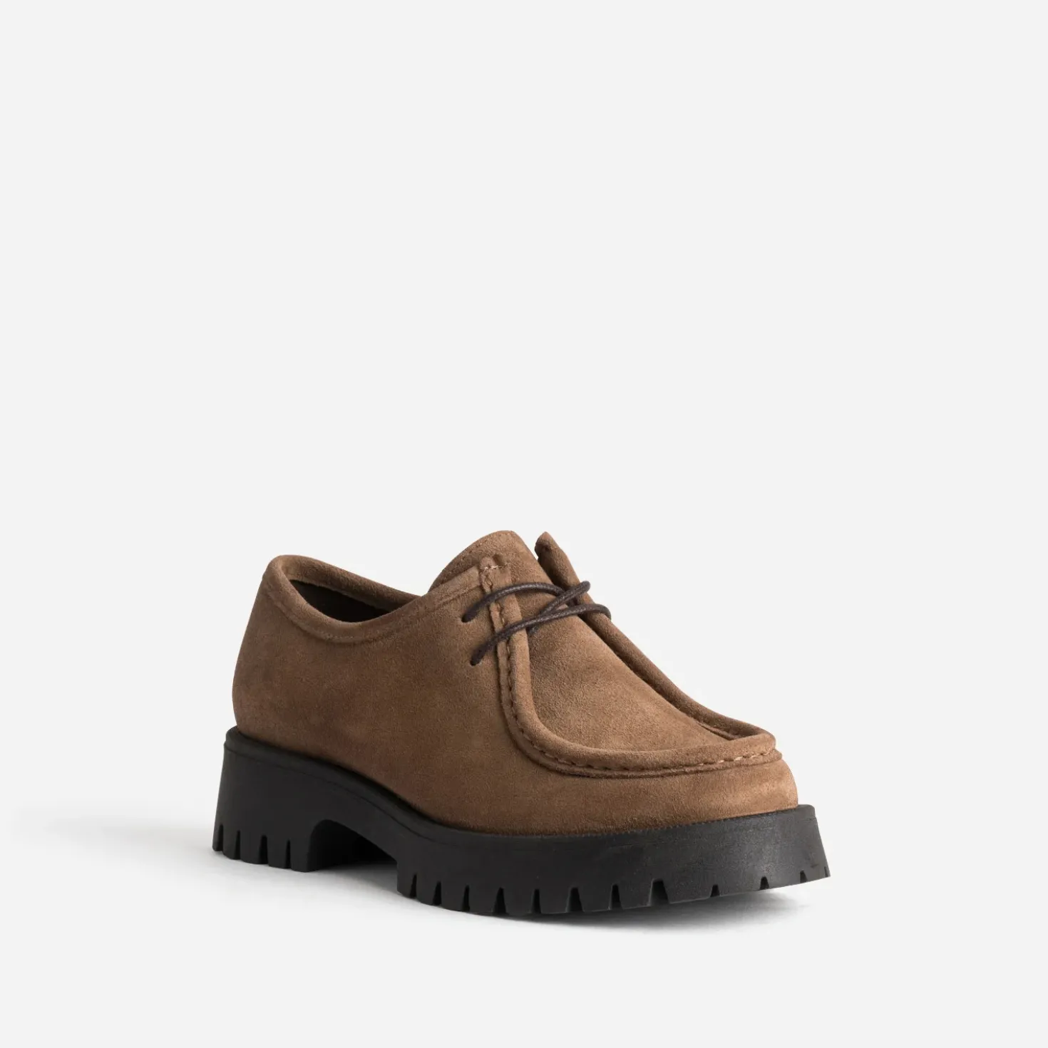 Derby plateau camel cuir velours