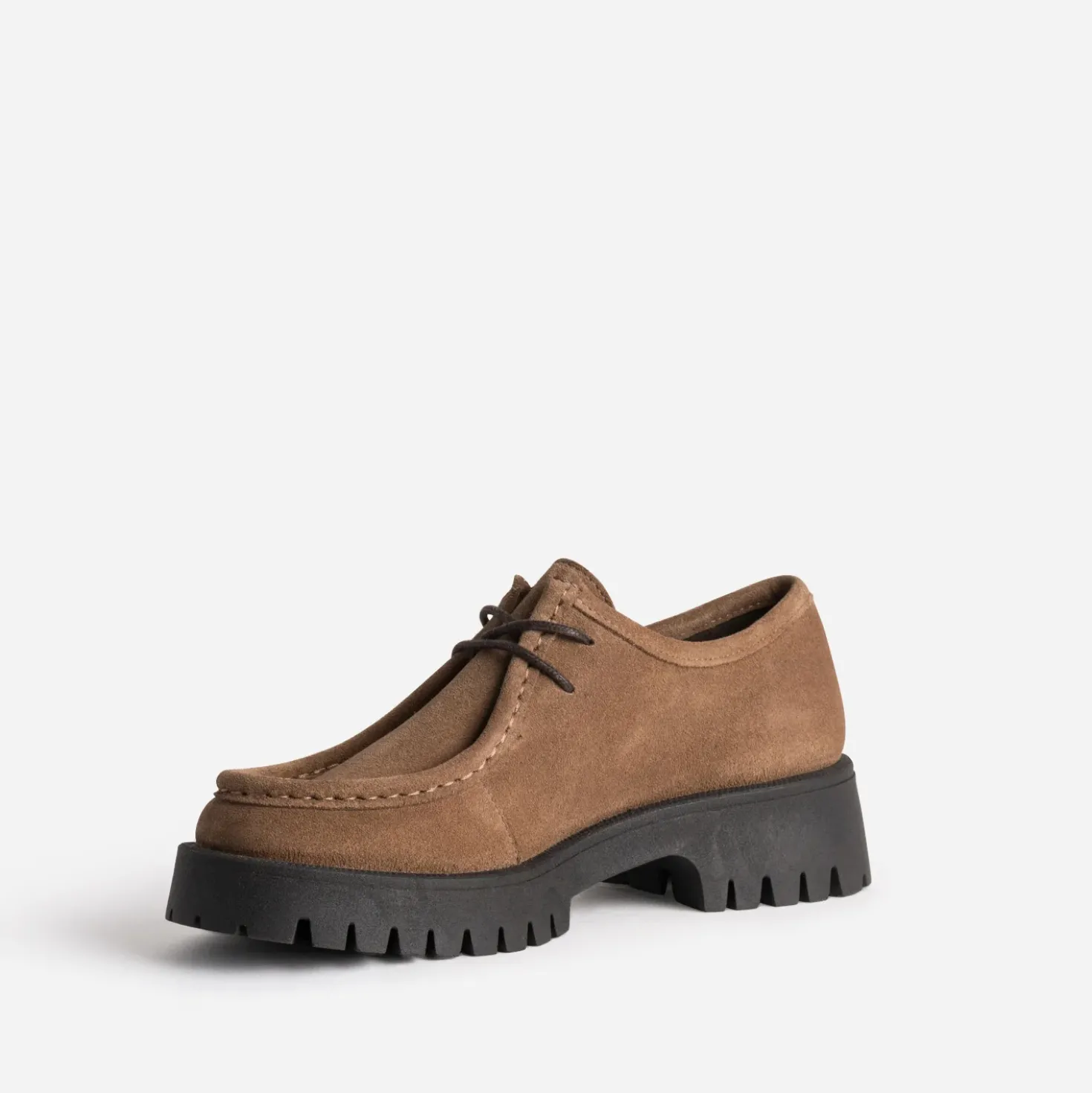 Derby plateau camel cuir velours