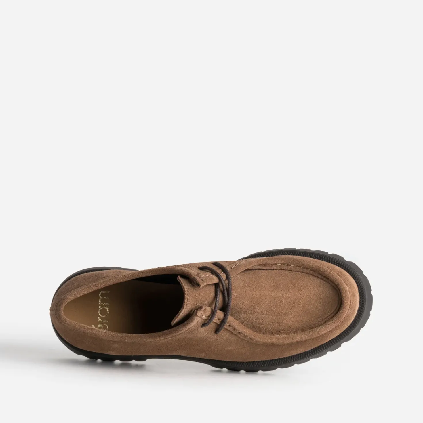 Derby plateau camel cuir velours