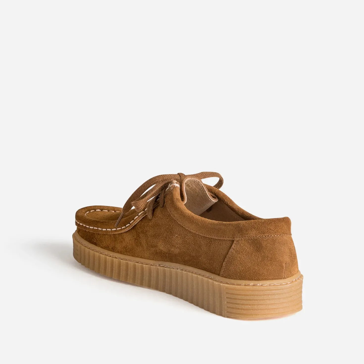 Derby plateau cognac cuir velours