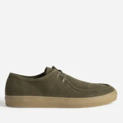 Derby plateau kaki cuir velours