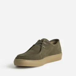 Derby plateau kaki cuir velours