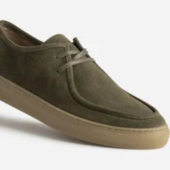 Derby plateau kaki cuir velours
