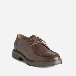 Derby plateau marron cuir semelle crantée