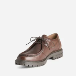 Derby plateau marron cuir semelle crantée