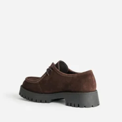 Derby plateau marron cuir velours