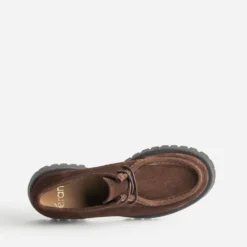 Derby plateau marron cuir velours