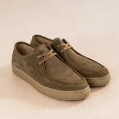 Derby à plateau marron cuir velours