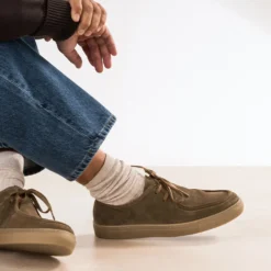Derby à plateau marron cuir velours
