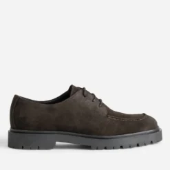 Derby plateau marron cuir velours semelle crantée