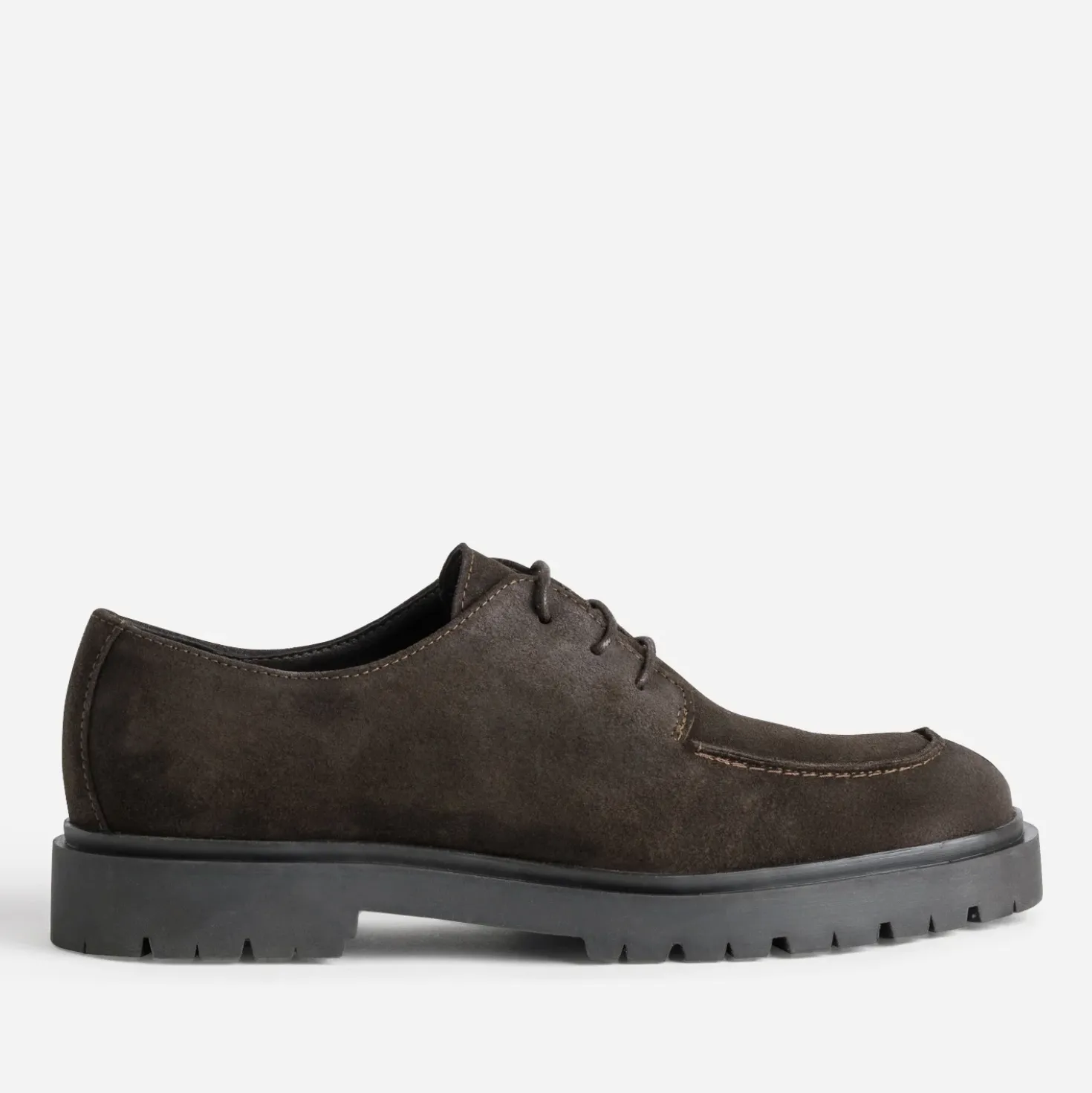 Derby plateau marron cuir velours semelle crantée
