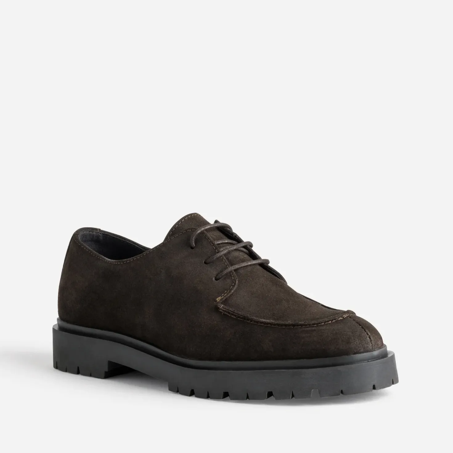 Derby plateau marron cuir velours semelle crantée